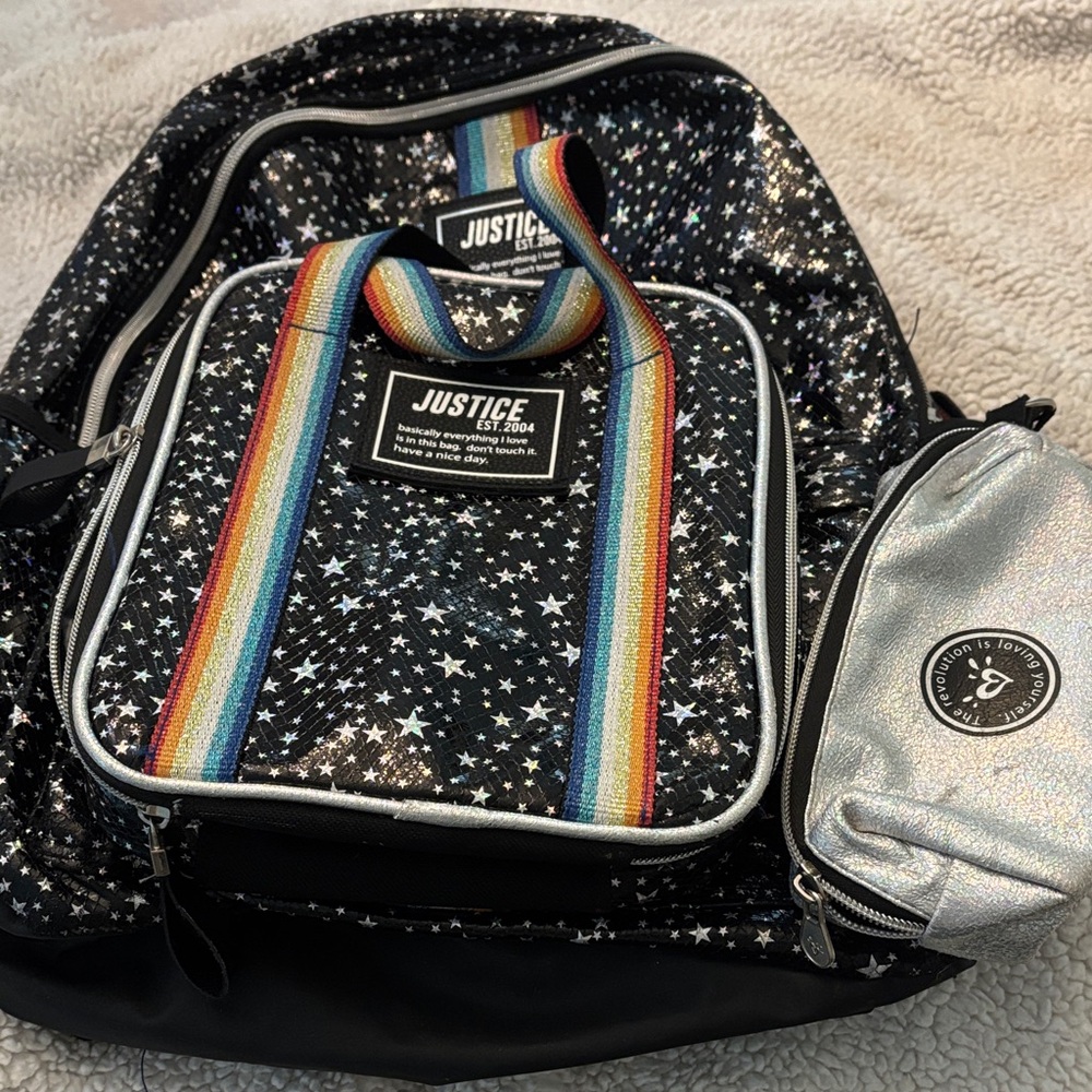 Justice Starry Night Backpack with Rainbow Accents